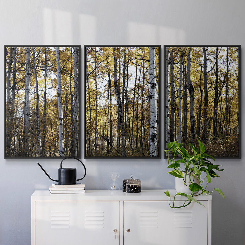 Sunny Grove - Toile encadrée multi-pièces, H 36 po x l 75 po x P 2 po, Noir