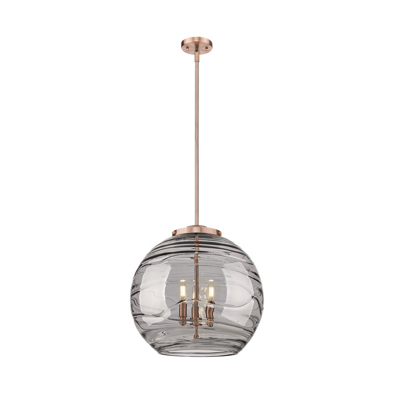 Luminaire suspendu 3 lumières Christly, H 19,5 po x l 17,88 po x P 17,88 po, Rose, Gris fumée clair