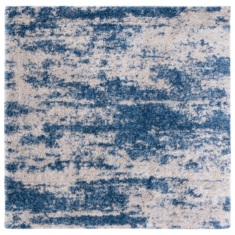 Tapis beige / bleu Mercurio, Carré 6 pi 7 po