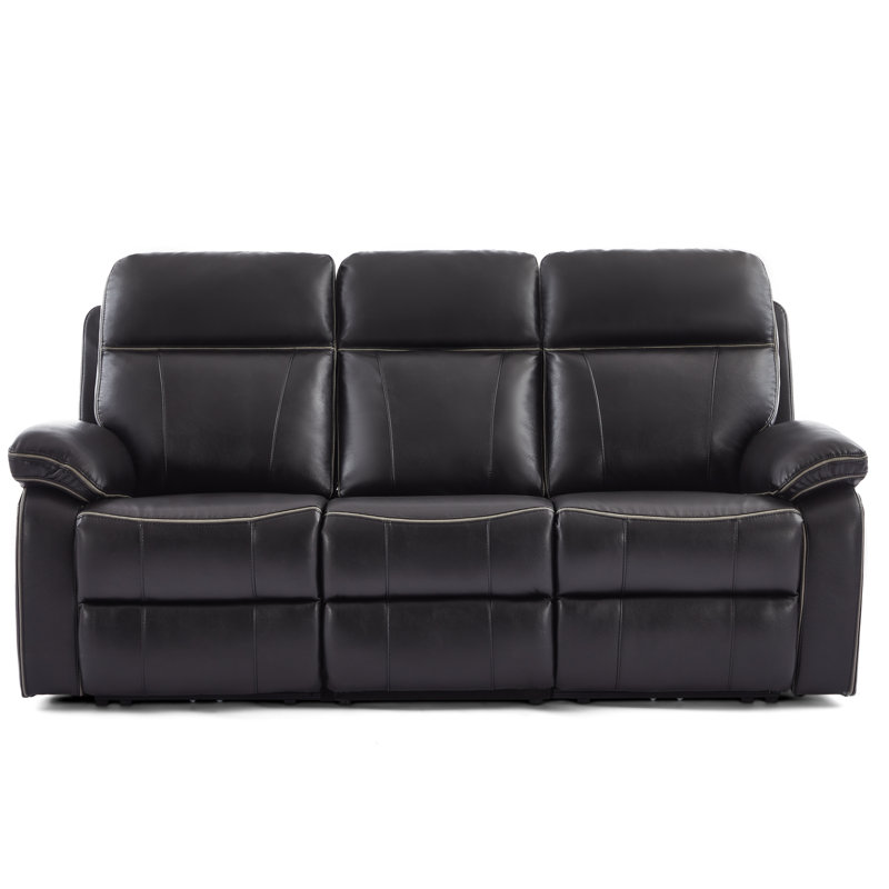 78.74 " Faux Leather Sofa Power Reclining, Black