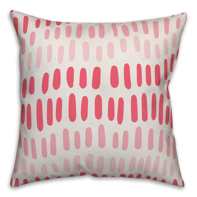  Coussin décoratif intérieur / extérieur Abstract Dots, Polyester / Bourre en polyester, 20 po x 20 po, Rouge / crème / rose