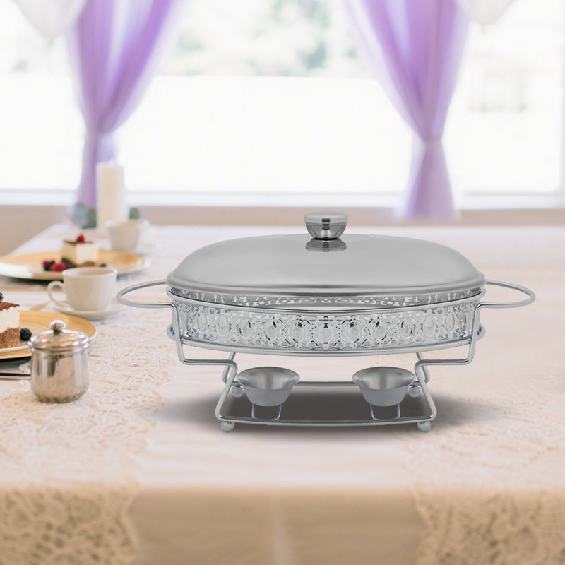 Ensemble de réchaud à buffet ovale, Argent argent