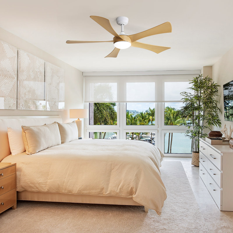 Whisper 52" 5-ABS Blade Modern Classic Ceiling Fan With LED Three-Tone Light And Ultra-Quiet Remote Control Adjustment