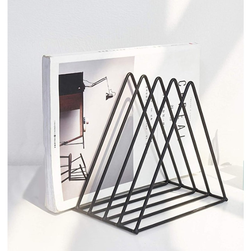 Support de dossier triangulaire, porte-disques en vinyle à 5 fentes, support de journal, accessoires de photographie pour bureau à domicile, 1 pièce (noir)