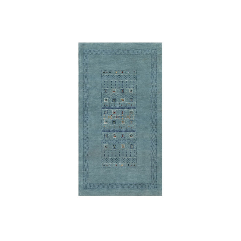 Tapis oriental bleu en laine noué à la main 2 pi 11 po x 5 pi 6 po - MOA10291311