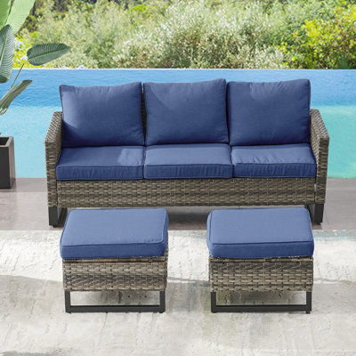 Brittane 74'' Polyethylene (PE) Wicker Outdoor Patio Sectional Set