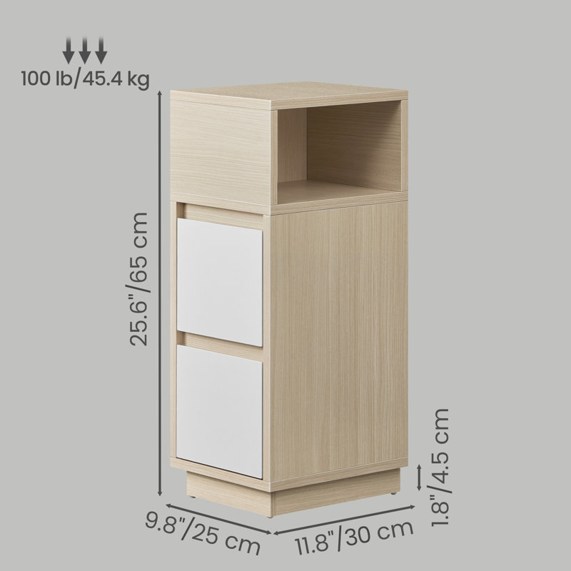 Anushan 25 cm W Bedside Table, Natural/White