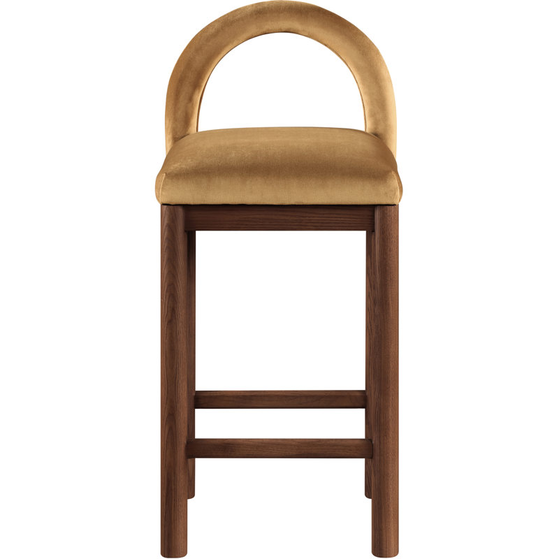 Tabouret de comptoir Conrad, Siège en velours selle / cadre brun