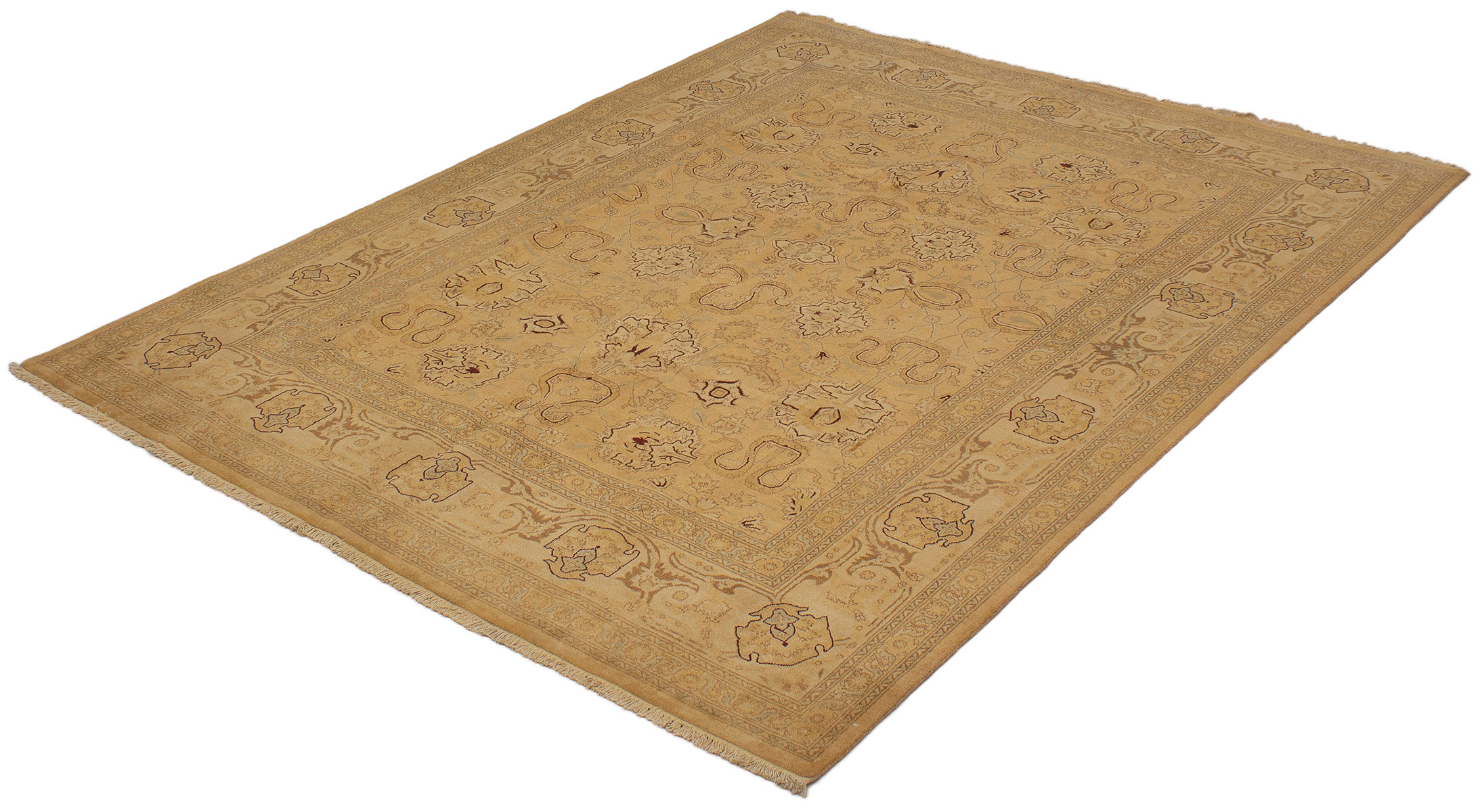 Tapis ovale en laine tufté main : tapis de salon géométrique vert - France