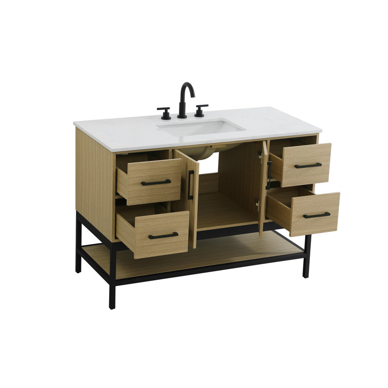 Meuble-lavabo simple 48 po, Brun miel