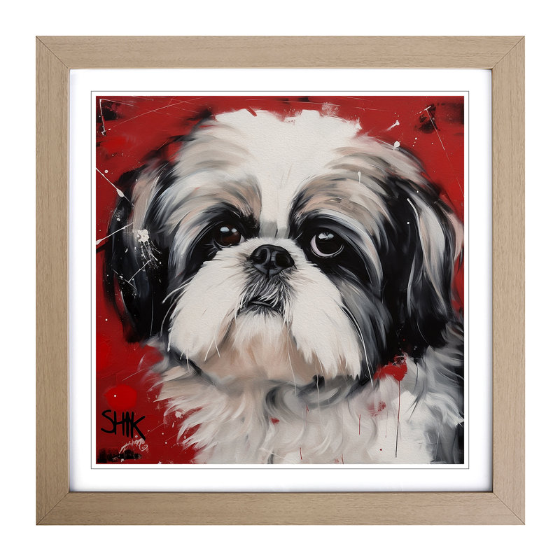 Shih Tzu Constructivism No.3 - Framed Print, Oak