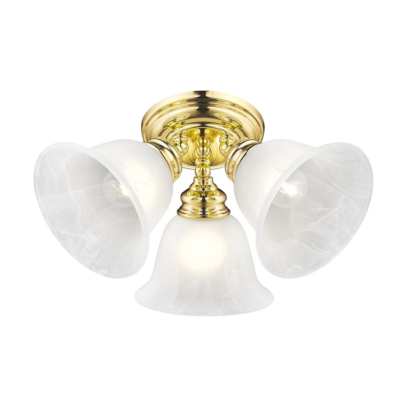 Becky Glass Flush Mount, Polished Brass