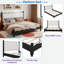 Lit plateforme en bois avec tête de lit tapissier festonnée-458530101-458530100