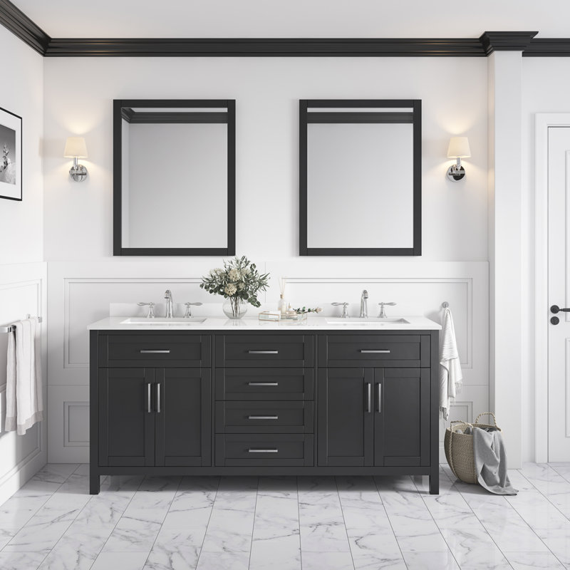 OVE Decors Tahoe 72" Double Bathroom Vanity Set with Mirror, Espresso