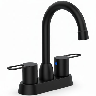High-Arc 2-Handle Centerset Faucet - 4 Inch Matte Black Rv Bathroom Sink Faucet
