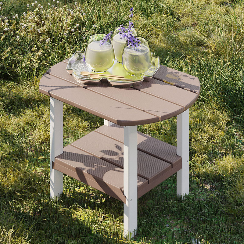 Table d'appoint ovale d'extérieur Ippolito, Destin - blanc, Bleu d'été