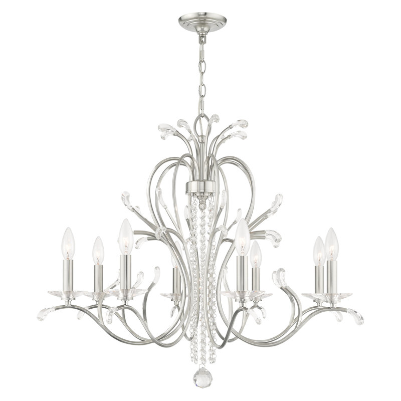 Everlea Candle Chandelier, Brushed Nickel, 8
