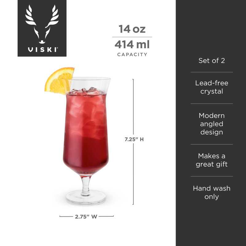 Verre d’ouragan en cristal incliné 14 oz. Raye
