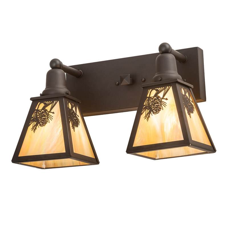 Elegant Oil-Rubbed Bronze Vanity Light with Beige Glass Shades