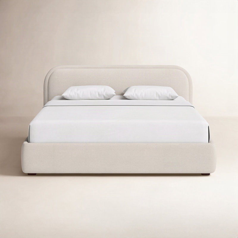 Shonda Upholstered Low Profile Platform Bed, King, Gray