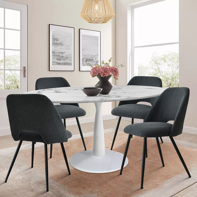 Chaena 5-Piece Oval Dining Table Sets, Black