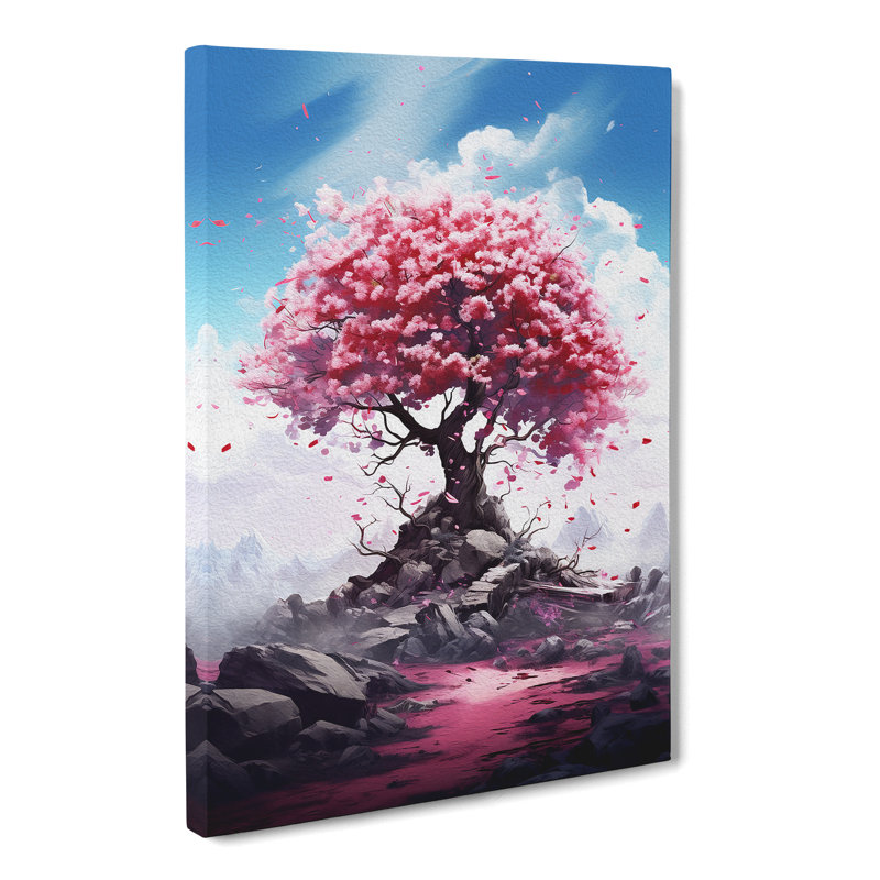 Cherry Blossom Tree Digital No.2 - No Frame Art Prints - Wrapped Canvas, 76cm H x 50cm W x 3cm D