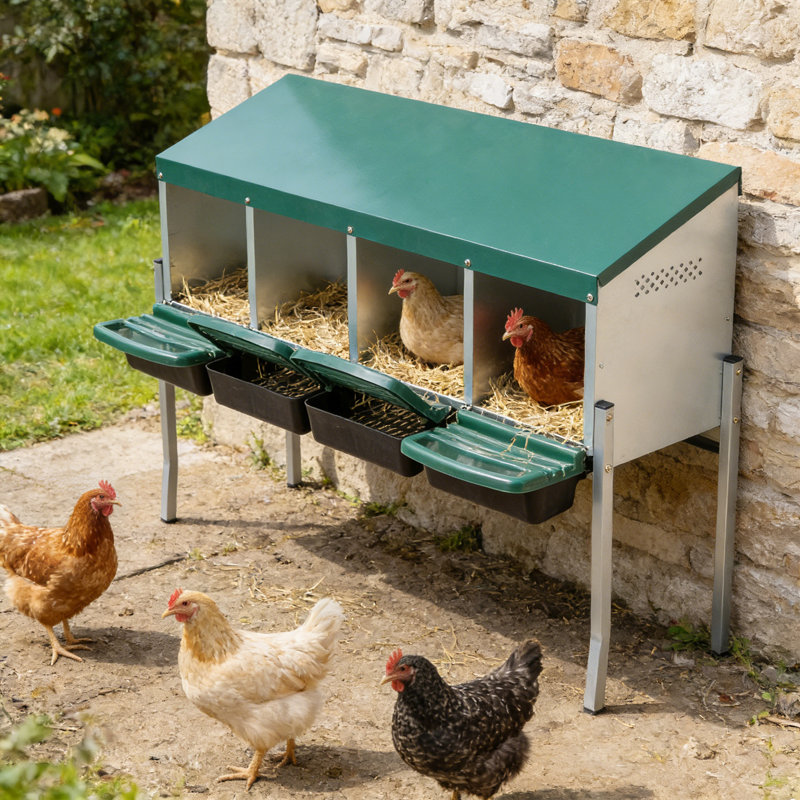 Boîtes de nidification pour poulets, boîte de nidification à 4 compartiments avec pieds, boîtes de nidification avec couvercle