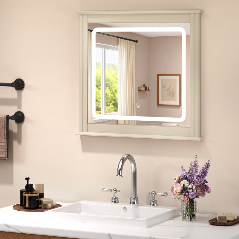 Smart LED Vanity Mirror With 3-Color Light, Beige