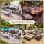 6-Seater Black Aluminium Garden Furniture Set with Sofa, Armchairs, Bench and Table for Patio Dining