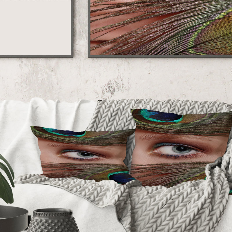 Eye and Peacock Feathers Rectangular Pillow Cover & Insert