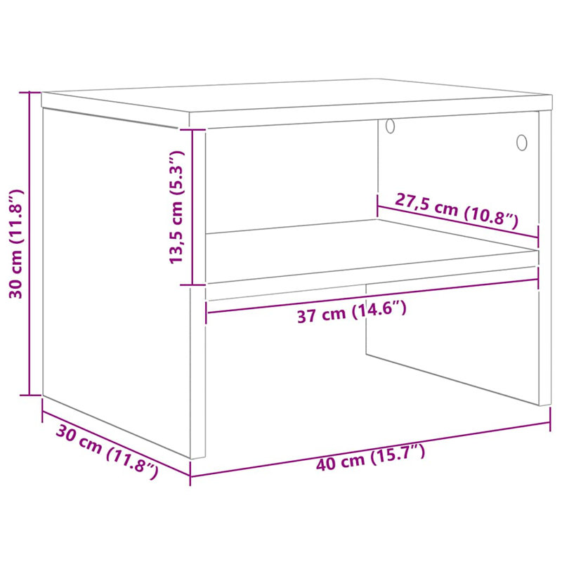 Bedside Cabinet 40 X 40 X 30 Cm Engineered Wood, Black Oak