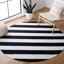 Tapis rayé noir / ivoire en coton tissé à la main Brookvale-1290940842