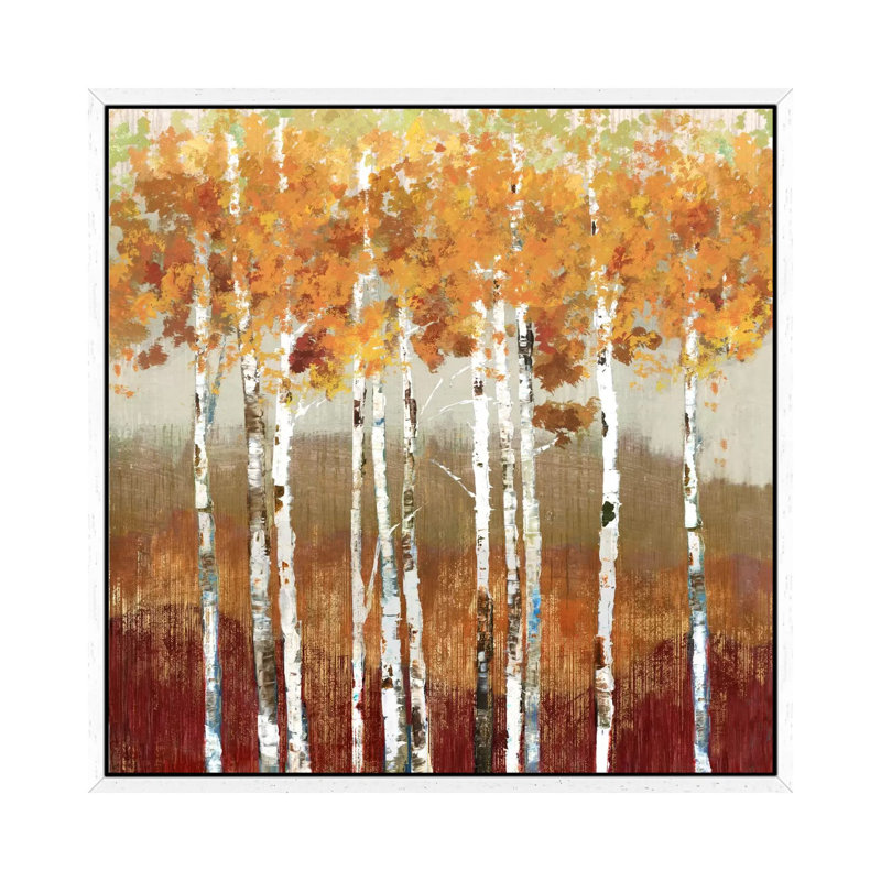 Golden Landscape 1 Piece Painting on Canvas, 93.98 cm H x 93.98 cm W, White Framed Canvas