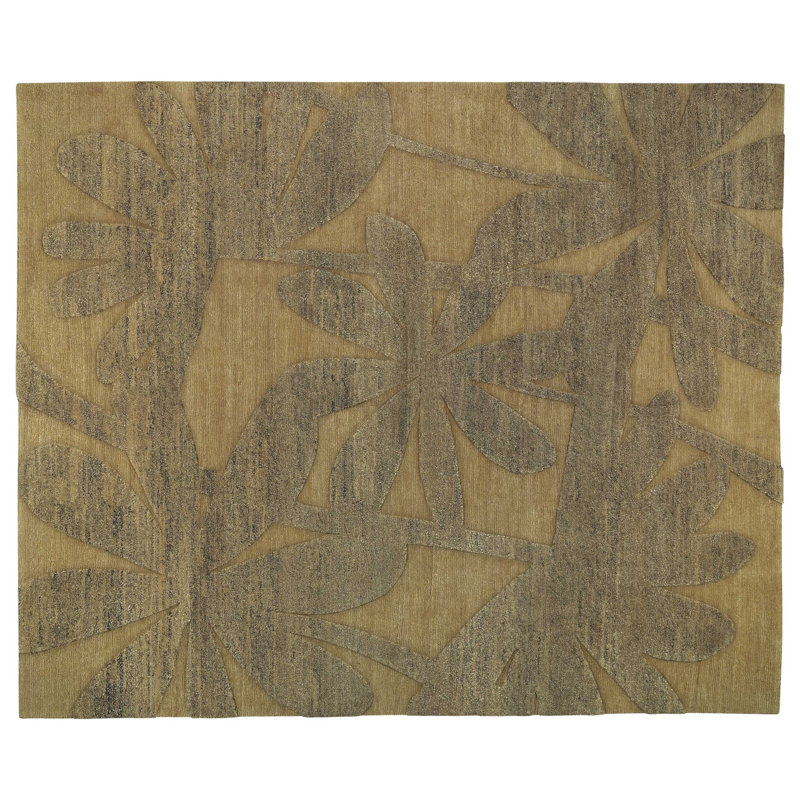 Paradise Floral Area Rug in Gold/Taupe, Rectangle 8' x 10'