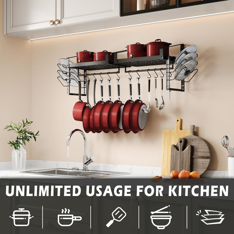 Prep & Savour Metal Wall Mounted Pot Rack