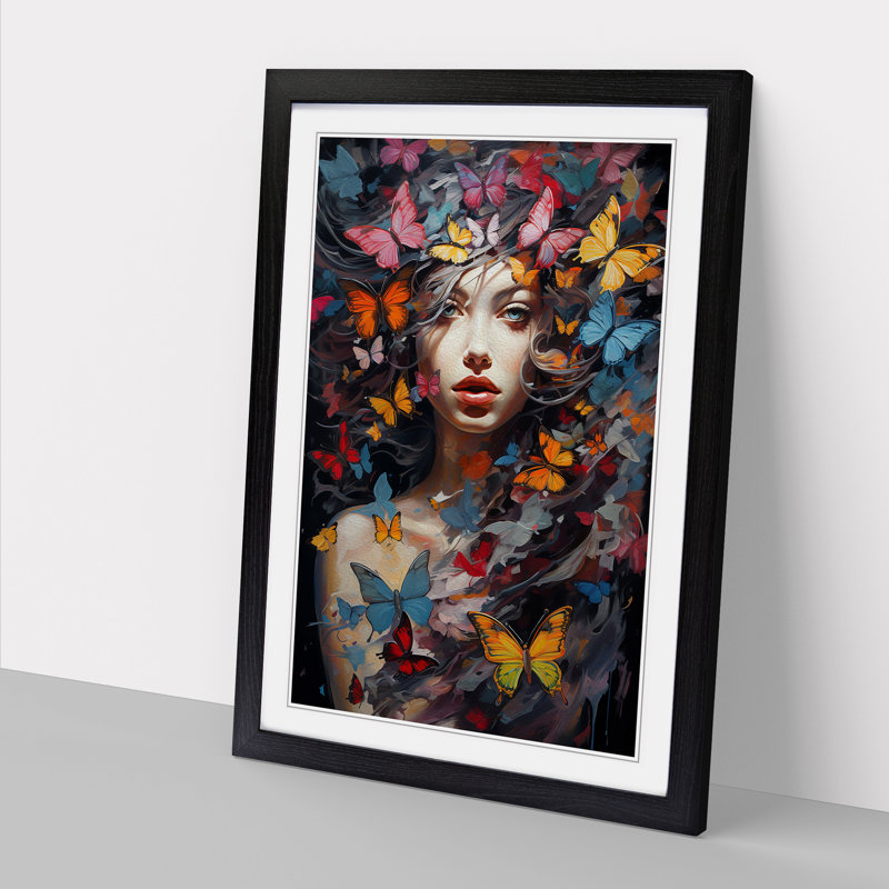Butterfly Modern Art - Framed Print, Black Framed, 34cm H x 25cm W x 2cm D