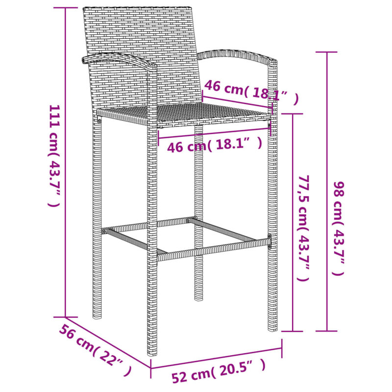 Patio Dining Set with, Grey, 110 cm H x 180 cm W x 70 cm D, 9, 8, Grey
