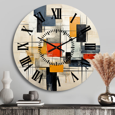 Ivory Illusions Abstract Shapes - Abstract Shapes Black Face Wall Clock