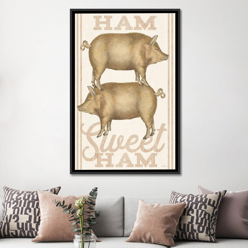 « ham doux ham », reproduction d’impression sur toile tendue, H 26 po x l 18 po x P 1,5 po, Toile avec cadre noir