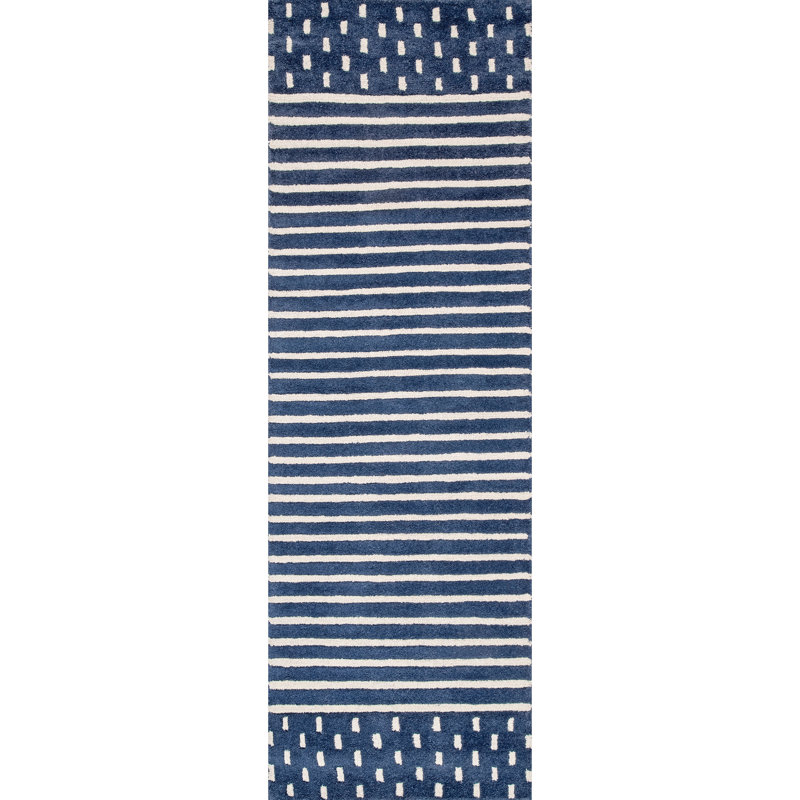 Tapis rayé en laine Xzayden, Rond 4 pi