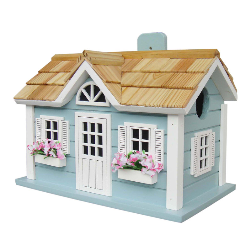 Nantucket Cottage Blue Bird House with Cedar Roof