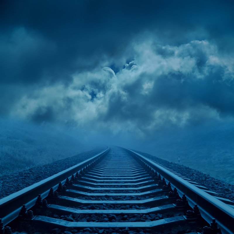 Genna Railroad To Cloudy Horizon - Wrapped Canvas Print, 51cm H x 51cm W x 3.8cm D