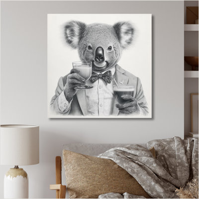 Koala ayant une boisson sur toile