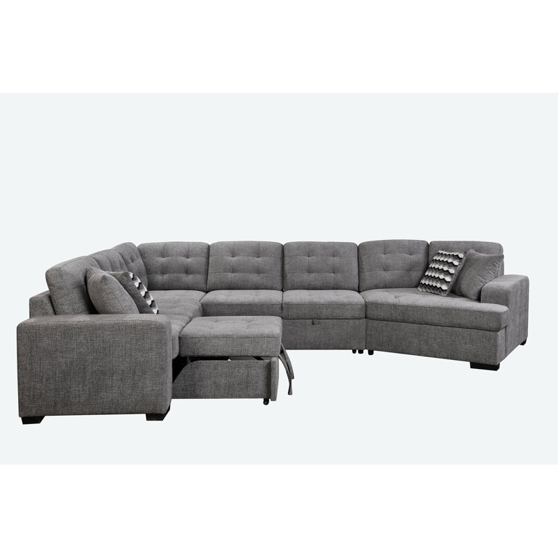 Canapé modulaire rembourré 4 pièces Ommie, Chenille gris