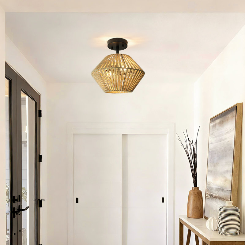 Plafonnier semi-encastré Baulch Rattan Boho