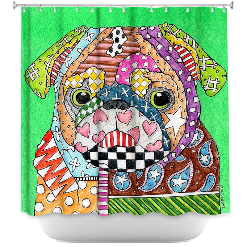 Rideau de douche simple Pug, Vert
