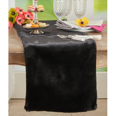 Faux Rabbit Fur Collection Solid Colour Table Runner
