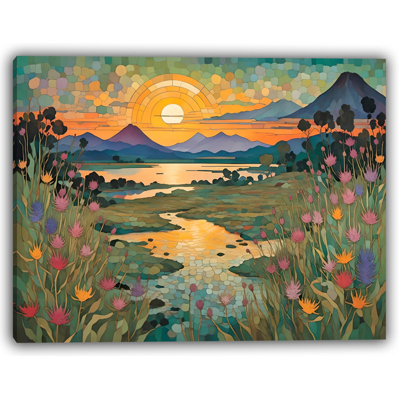 Golden Horizon Sunset - art mural sur toile tendue, H 12 po x l 16 po