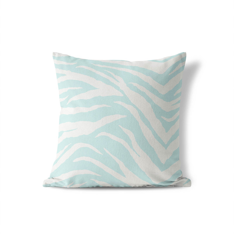 Coussin Zebra, H 18 po x l 18 po, Bleu clair / bleu