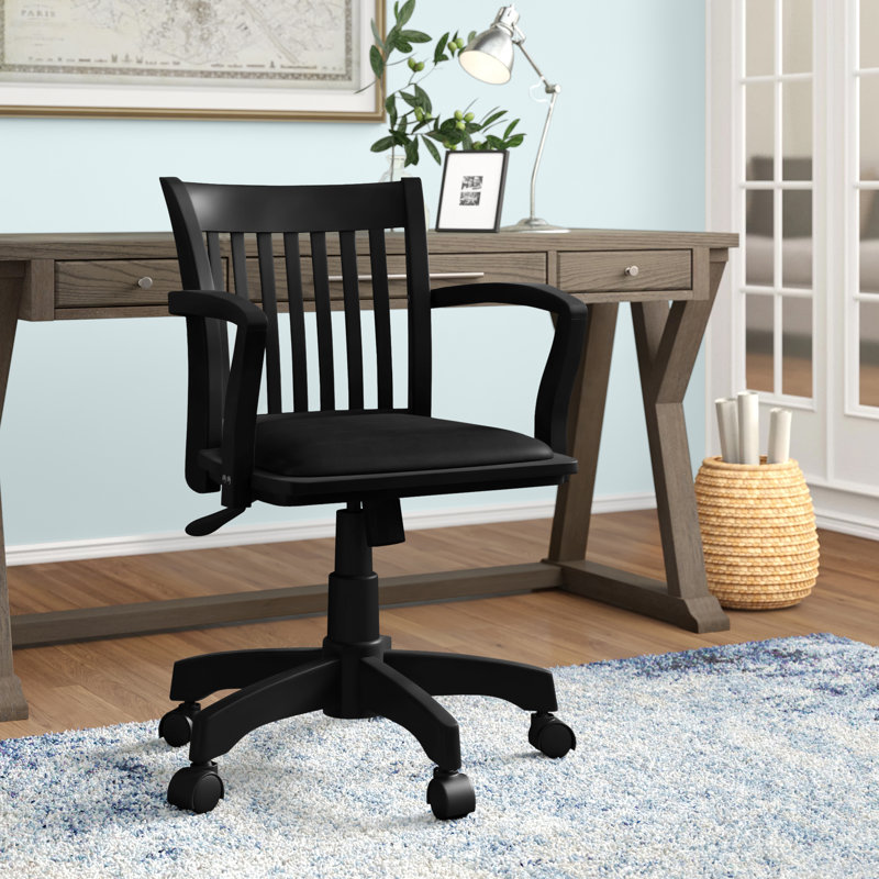 Genevieve Vinyl Bankers Chair, Black/Black